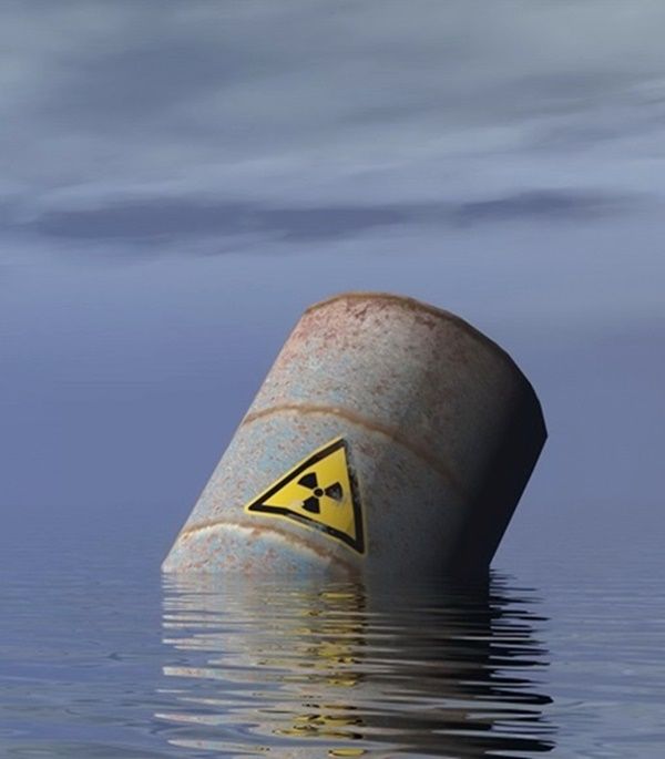 A barrel flowing on the water